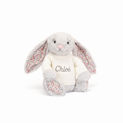 Jellycat Blossom Silver Bunny with Cream Jumper Australia | 432761CVG